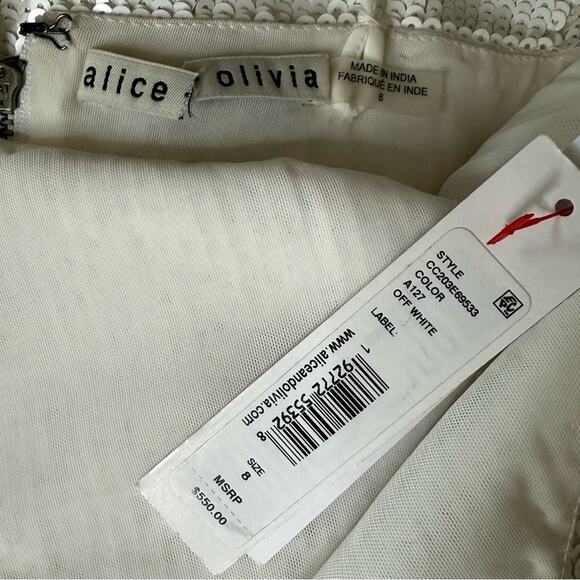 Alice + Olivia Valli Cami Mini Dress In Off White Women’s Sz 8 - Picture 8 of 9
